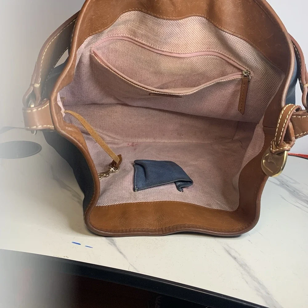 Dooney & Bourke Leather  Logo Lock Hobo Bag Blue